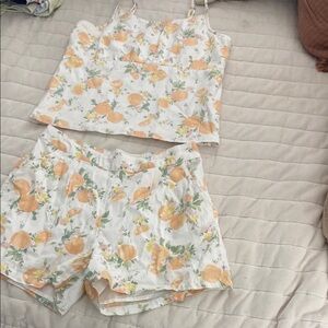 Abercrombie Kids Floral Orange and White Two-Piece Set